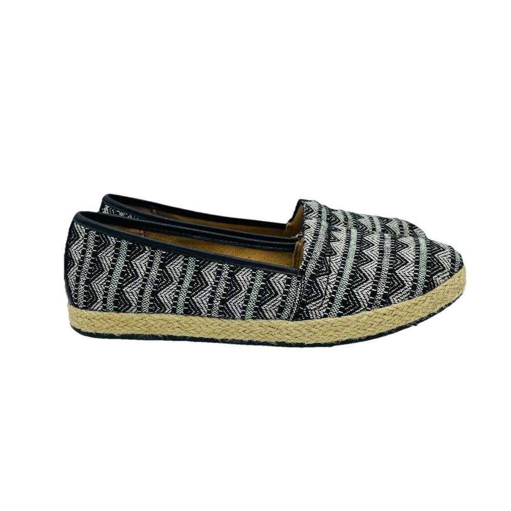 Boc Born Concept Shoes Womens Size 7M Black White Espadrille Slip On Loafers